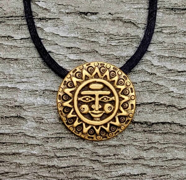 Aztec Sun Necklace. Bronze Finish.